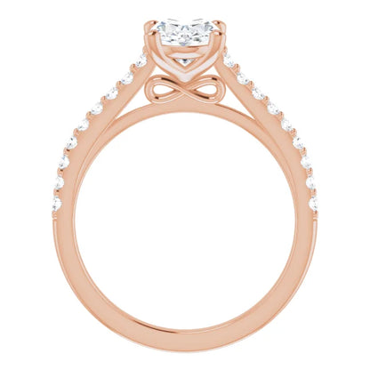 Oval Rose Gold Pave Style Moissanite Engagement Ring 