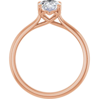 Four Claw Oval Solitaire Engagement Ring