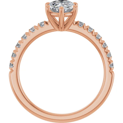 Oval Six Claw Set Style Engagement Ring