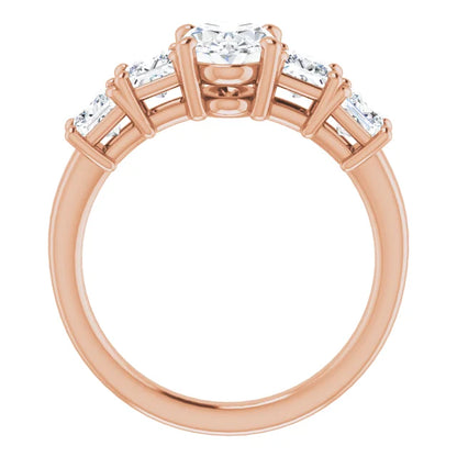Oval Multi Stone Accent Style Engagement Ring