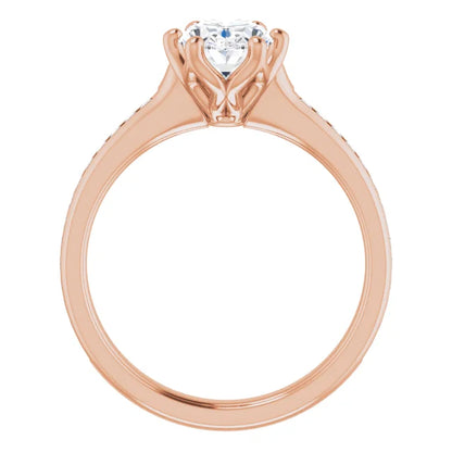 Oval Six Claw Channel Set Style Engagement Ring