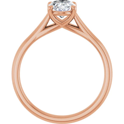 Four Claw Oval Rose Gold Solitaire Moissanite Engagement Ring