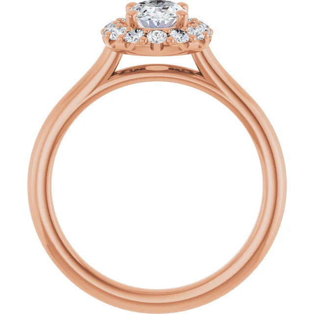 Oval Halo Solitaire Rose Gold Moissanite Engagement Ring 