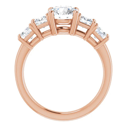 Round Brilliant Multi Stone Accent Style Engagement Ring