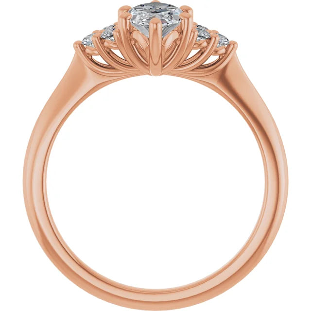 Marquise Rose Gold Accent Style Moissanite Engagement Ring 