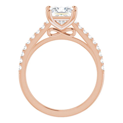 Princess Rose Gold Pave Style Moissanite Engagement Ring 