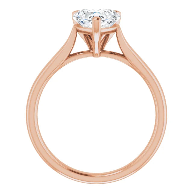 Heart Rose Gold Solitaire Moissanite Engagement Ring