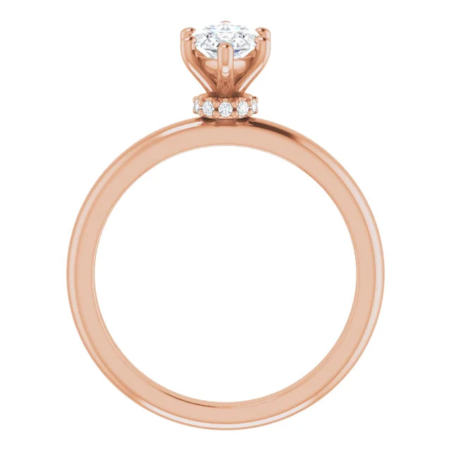 Marquise Rose Gold Solitaire Moissanite Engagement Ring