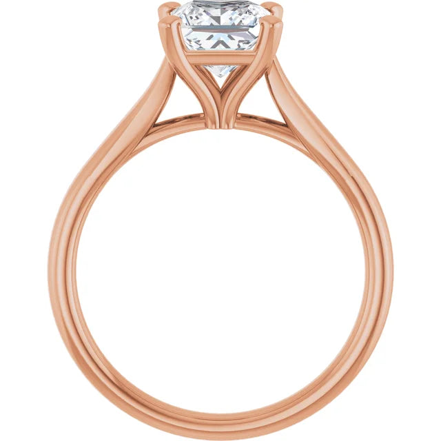 Four Claw Princess Solitaire Engagement Ring