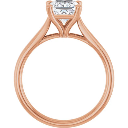 Four Claw Princess Solitaire Engagement Ring