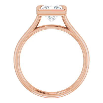 Princess Rose Gold Solitaire Bezel Moissanite Engagement Ring