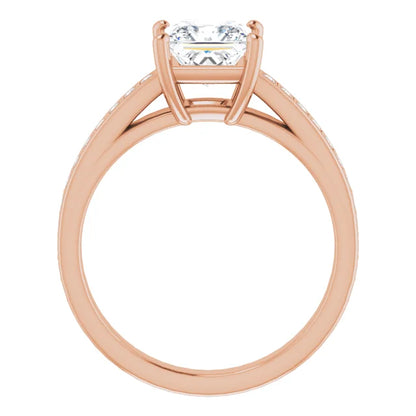 Princess Rose Gold Claw Set Style Moissanite Engagement Ring 