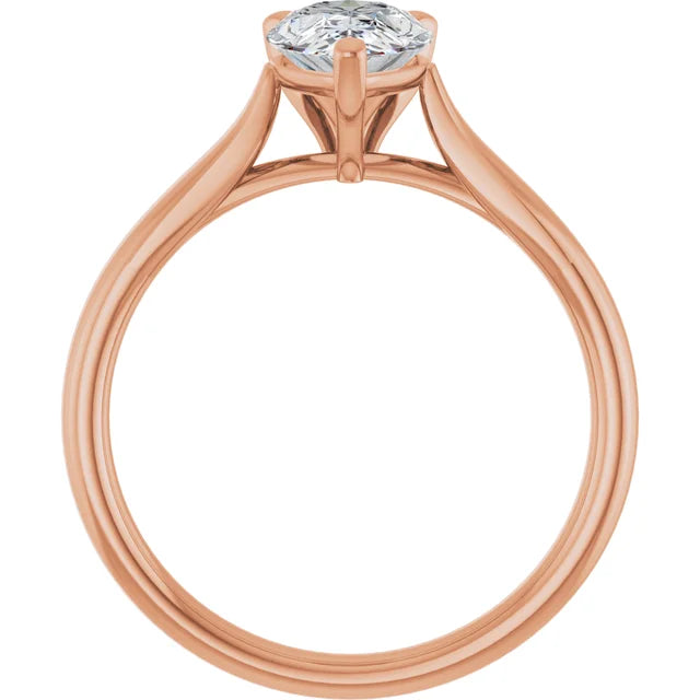 Three Claw Pear Solitaire Engagement Ring
