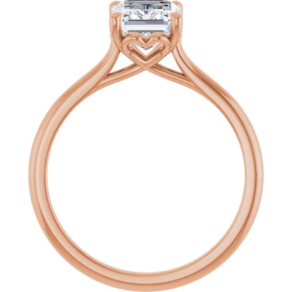 Four Claw Emerald Solitaire Engagement Ring