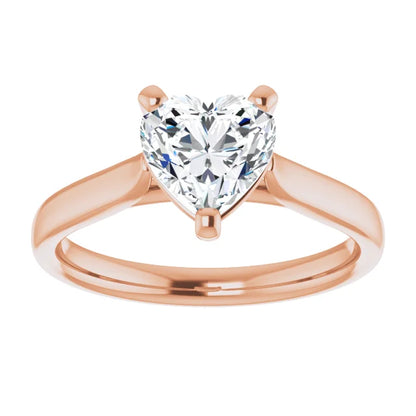 Heart Rose Gold Solitaire Moissanite Engagement Ring