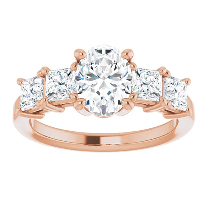 Oval Multi Stone Accent Style Engagement Ring