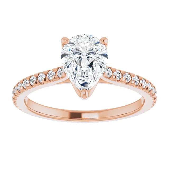 Pear Claw Set Eternity Style Engagement Ring