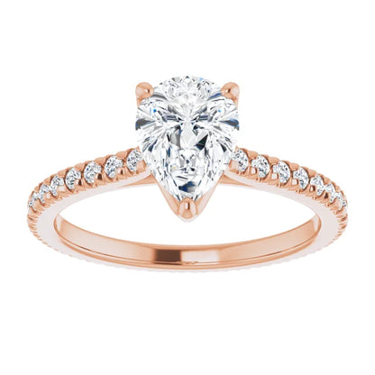 Pear Claw Set Eternity Style Engagement Ring