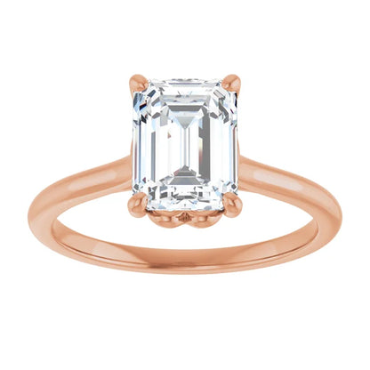 Four Claw Emerald Solitaire Engagement Ring