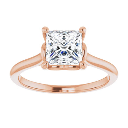 Four Claw Princess Solitaire Engagement Ring