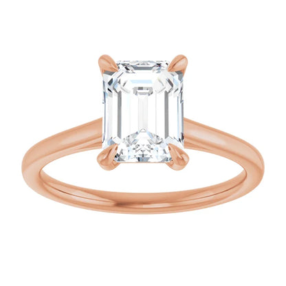 Four Claw Emerald Solitaire Engagement Ring