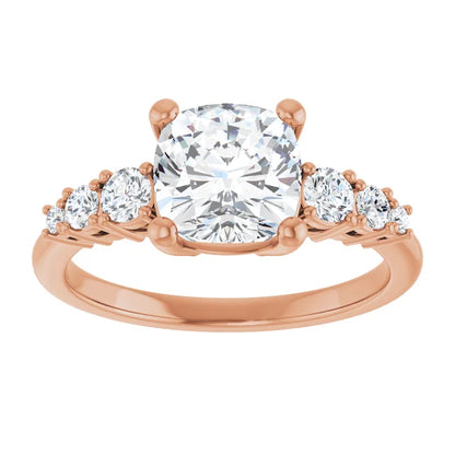 Cushion Multi Stone Accent Style Engagement Ring