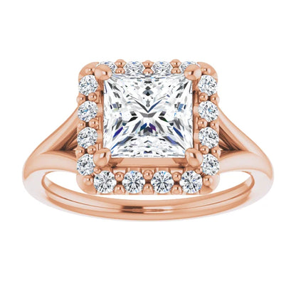 Princess Halo Style Engagement Ring
