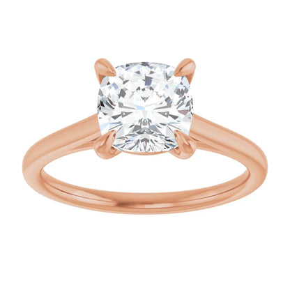 Four Claw Cushion Solitaire Engagement Ring