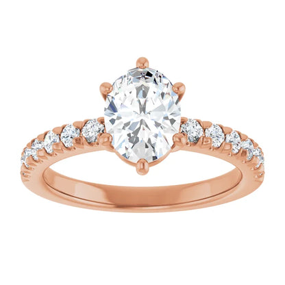 Oval Six Claw Set Style Engagement Ring