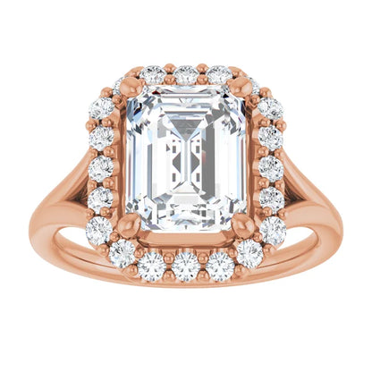 Emerald Halo Style Engagement Ring