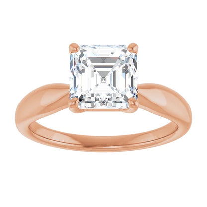 Asscher Rose Gold Solitaire Moissanite Engagement Ring 