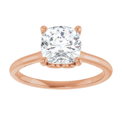Four Claw Cushion Solitaire Engagement Ring
