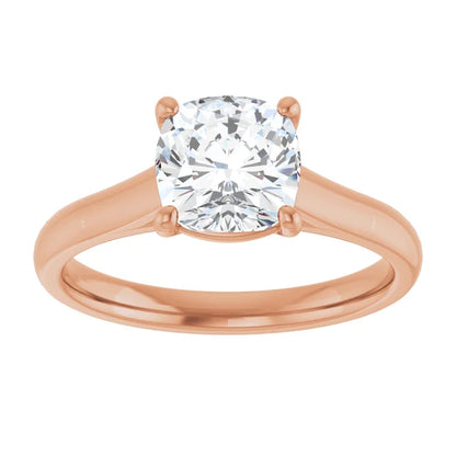 Four Claw Cushion Solitaire Engagement Ring