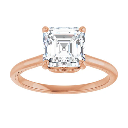 Four Claw Asscher Solitaire Engagement Ring