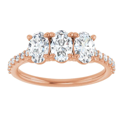 Oval Tri -Stone Style Engagement Ring