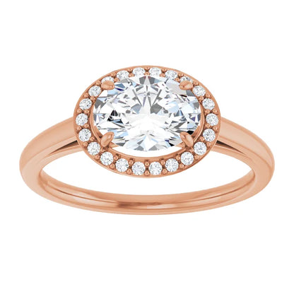 Oval East West Halo Style Engagement Ring