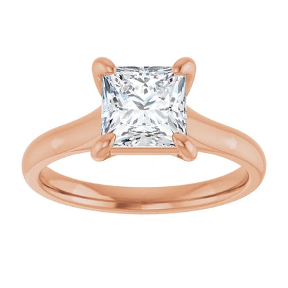 Four Claw Princess Solitaire Engagement Ring