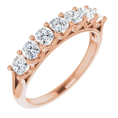 Seven Stone Cushion Cut Moissanite Anniversary Band