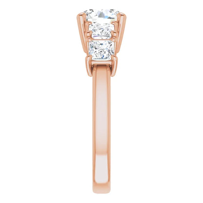 Round Brilliant Multi Stone Accent Style Engagement Ring
