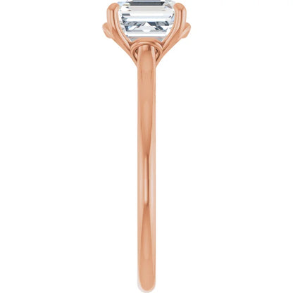 Four Claw Asscher Solitaire Engagement Ring