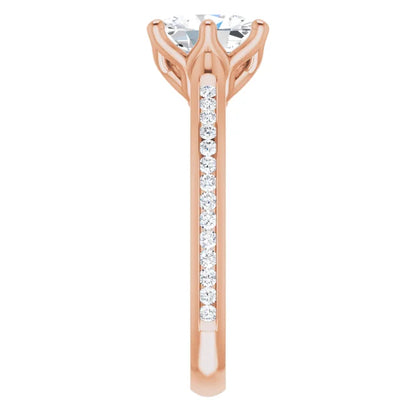 Oval Six Claw Channel Set Style Engagement Ring