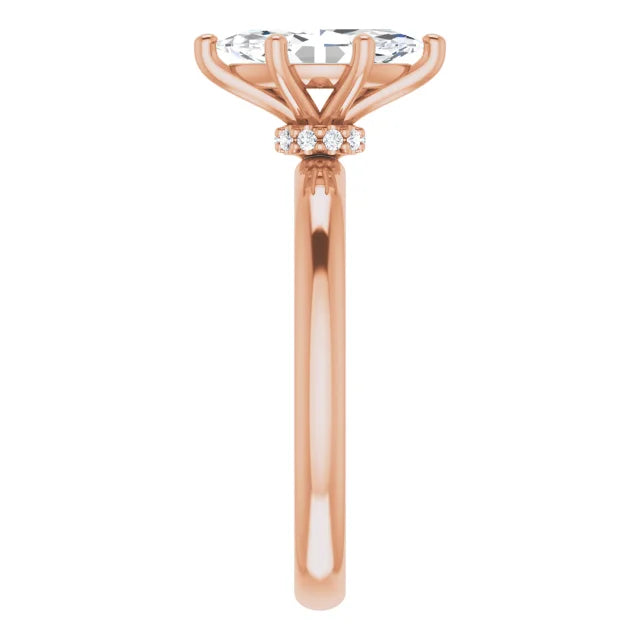 Marquise Rose Gold Solitaire Moissanite Engagement Ring