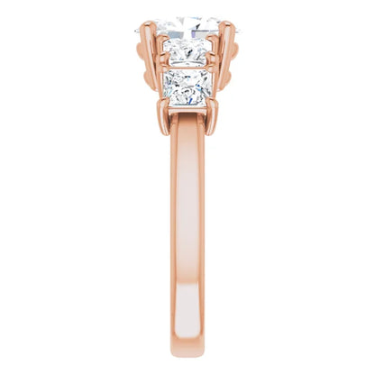 Oval Multi Stone Accent Style Engagement Ring