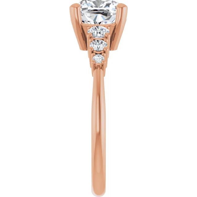 Cushion Multi Stone Accent Style Engagement Ring