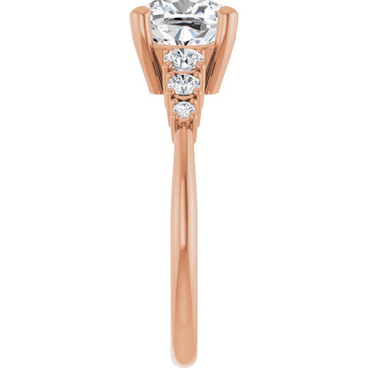 Cushion Multi Stone Accent Style Engagement Ring