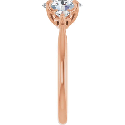 Oval Tri -Stone Style Pear Accent Engagement Ring