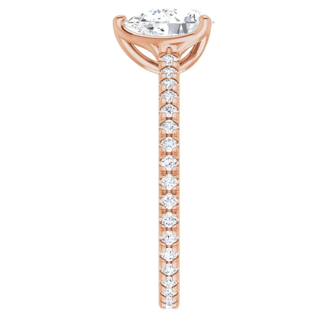 Pear Claw Set Eternity Style Engagement Ring