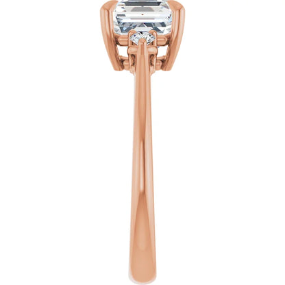 Asscher Accent Engagement Ring