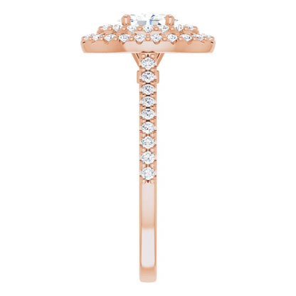 Oval Double Halo Rose Gold Lab Diamond Engagement Ring 