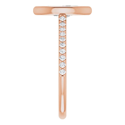 Marquise Rose Gold Bezel Pave Moissanite Engagement Ring 